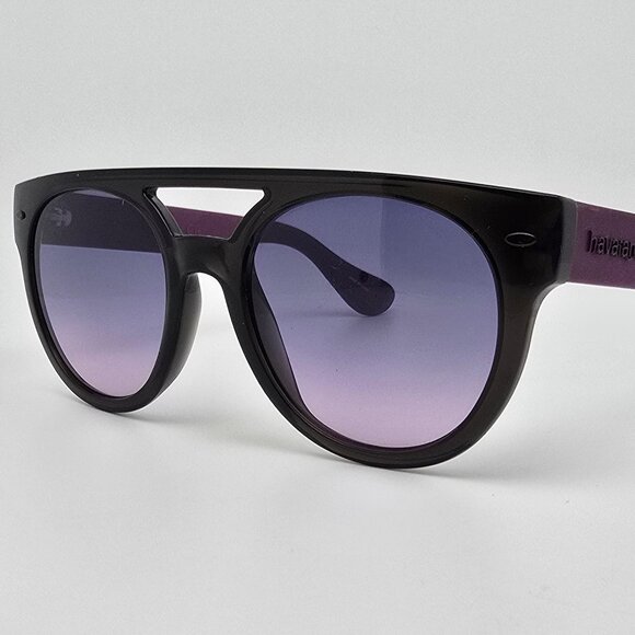 Havaianas Buzios Black Purple Frame Blue Purple Fade Lens Aviator Sunglasses - Picture 1 of 13